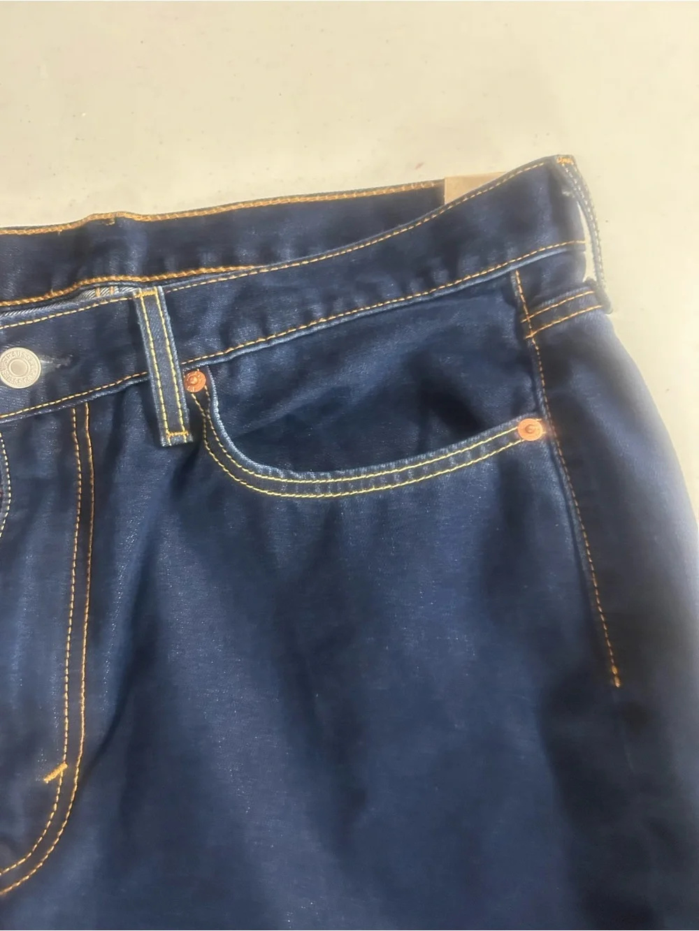 Levi's 514 36x30 Dark Blue Jeans with Gold Stitching